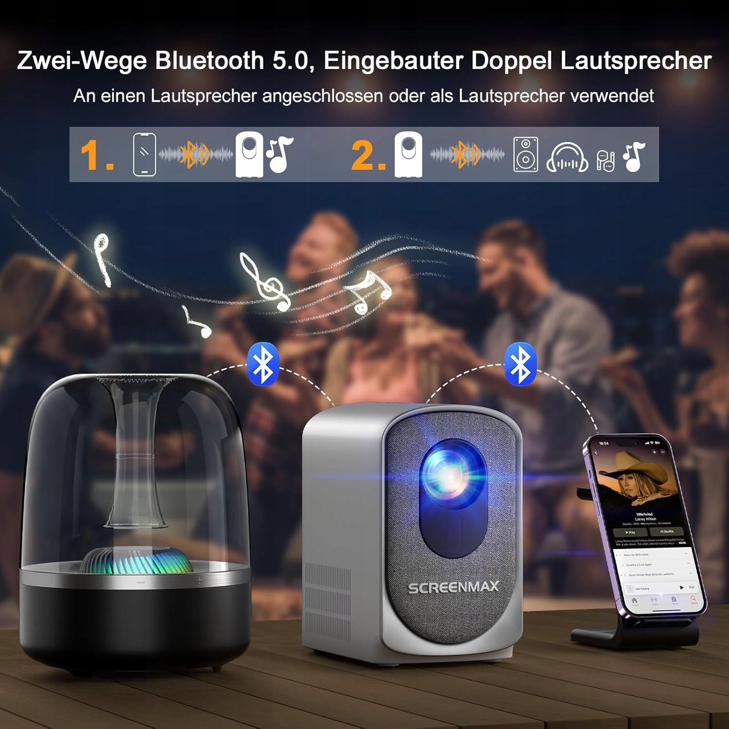 4K Mini WiFi Bluetooth Video Projector – 1080p LED 150 inch Packaging status original