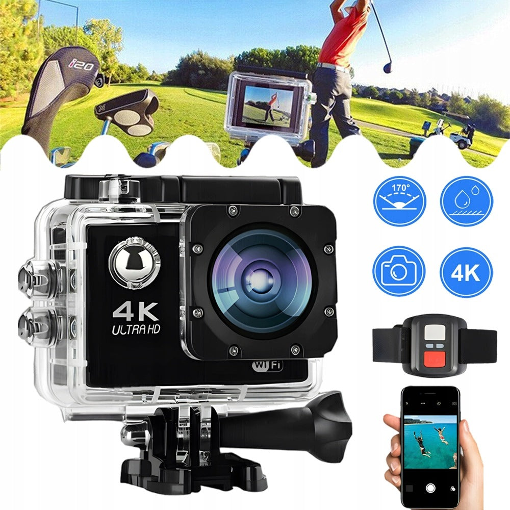 4K SPORTS CAMERA WITH MICRO SD CARD, WATERPROOF UNDERWATER CAMERA, 2.0'LCD