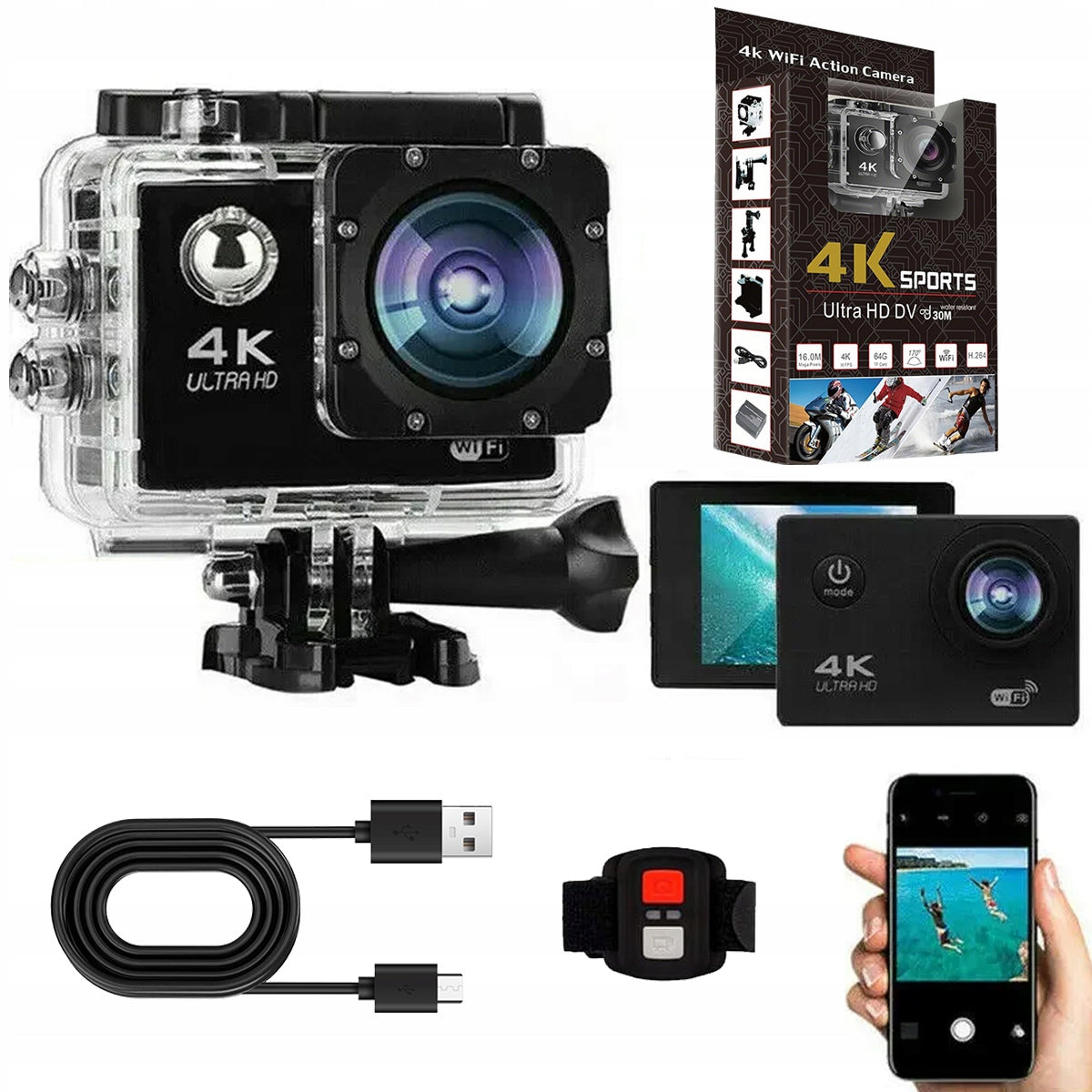 4K UHD 20 MP WiFi Waterproof Sports Camera