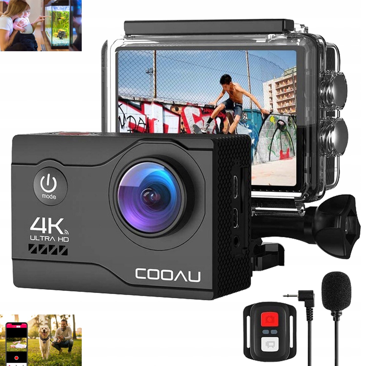 4K UHD EIS ACTION CAMERA WIFI STABILIZATION 20MP WATERPROOF SET BLACK