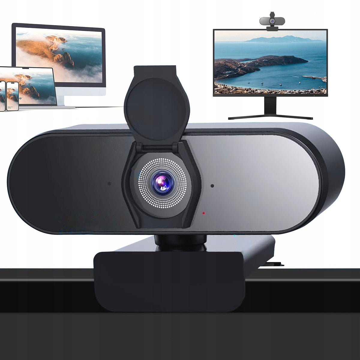 4K UHD WEBCAM WITH PRIVACY COVER USB MICROPHONES REMOTE WORK