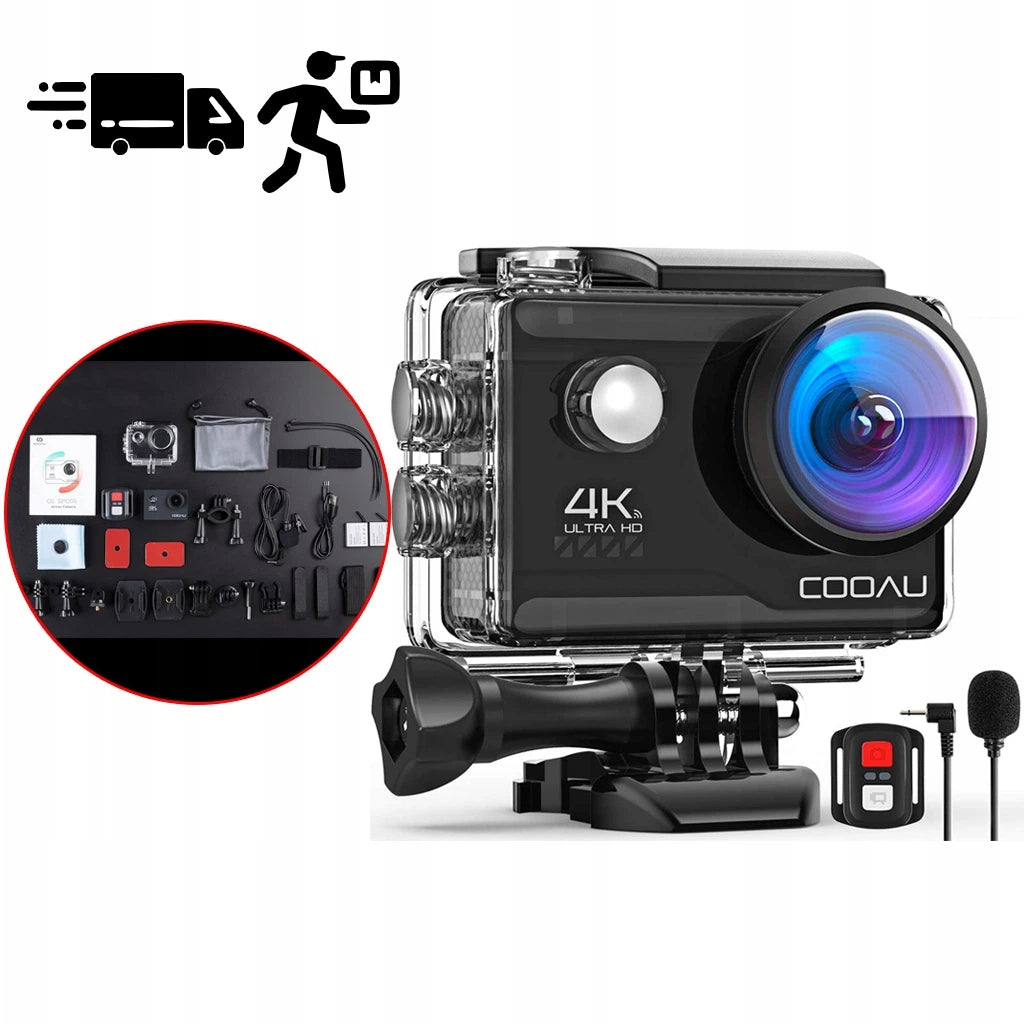 4K UHD WIFI ACTION CAMERA WATERPROOF 40M BLACK STABILIZATION EIS