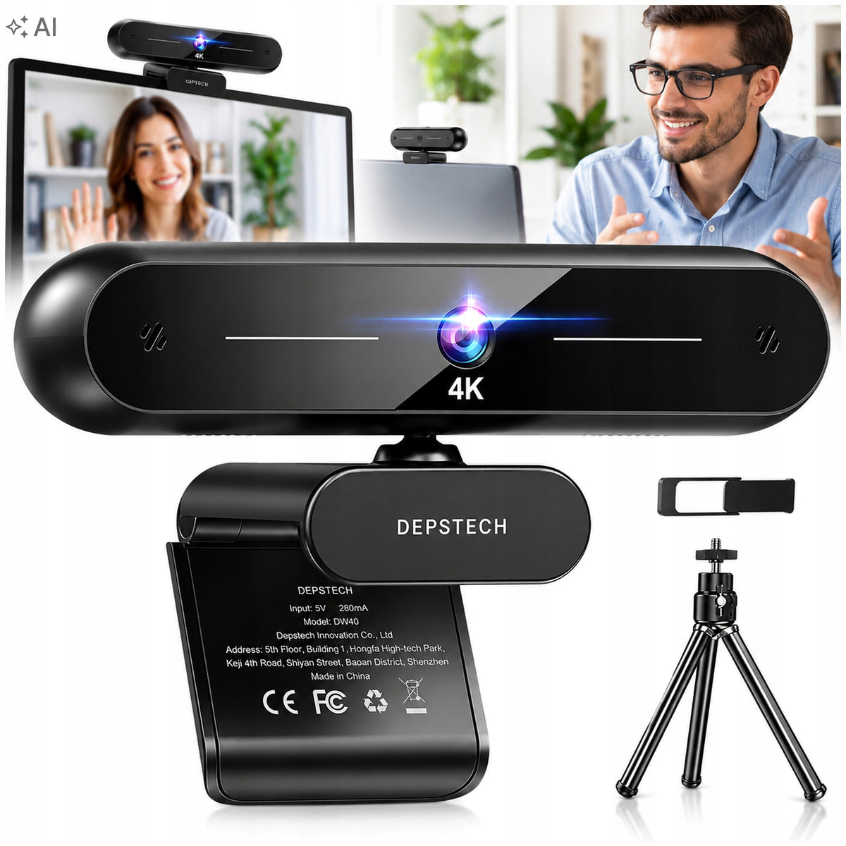 4K UHD webcam with autofocus stereo microphone DEPSTECH DW40