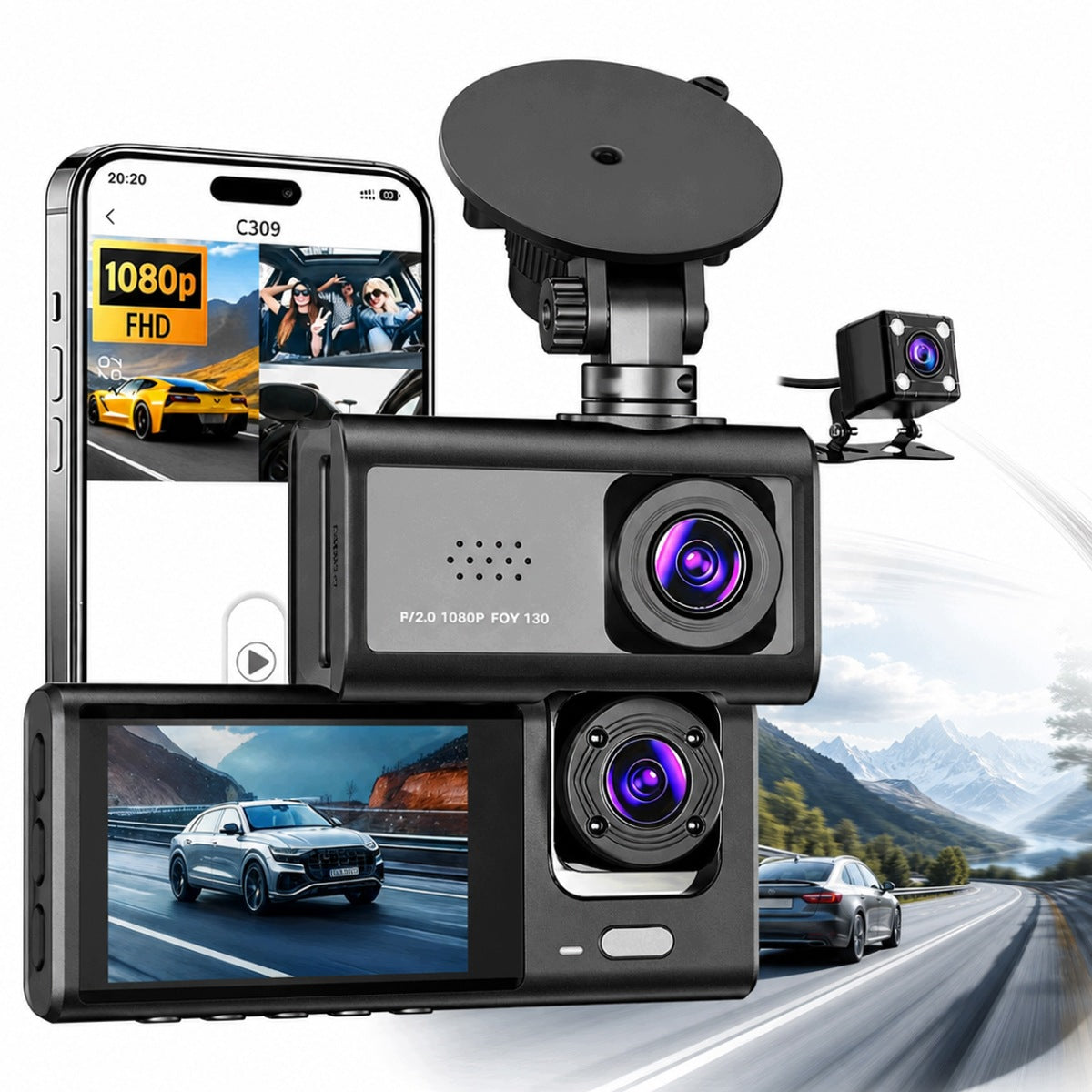 4K ULTRA HD VIDEO RECORDER CAR CAMERA GPS WIFI REVERSING CAMERA