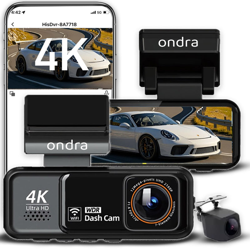 4K ULTRA HD VIDEO RECORDER CAR CAMERA GPS WIFI REVERSING CAMERA