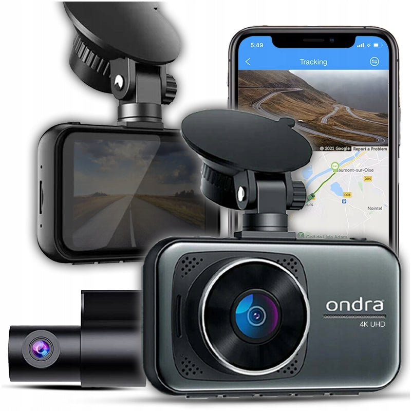 4K VIDEO RECORDER 4K UHD DASH CAM FRONT REAR POLISH GPS MENU