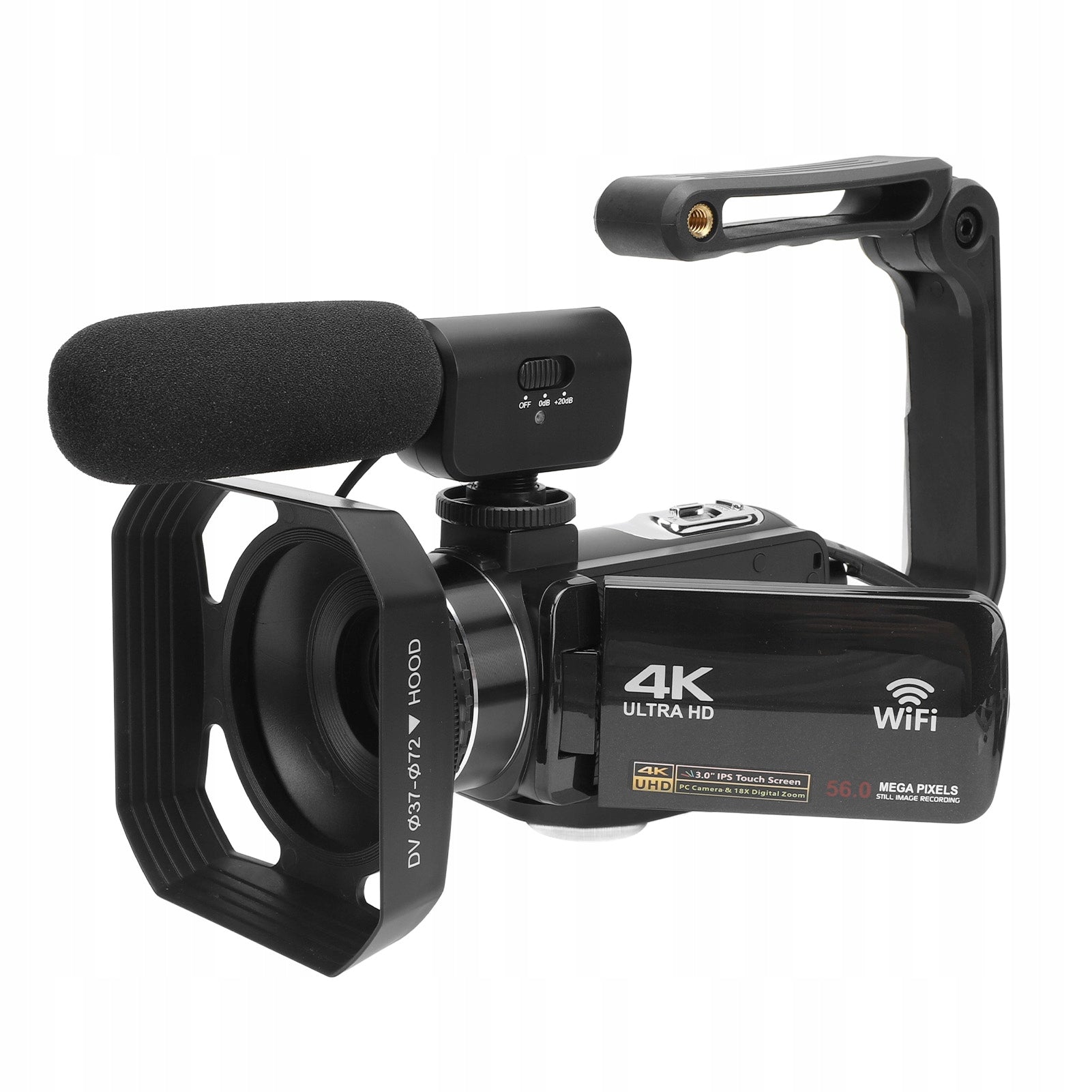 4K Video Camera 3 Inch Touch Screen Camera 56 MP HD WiFi Vlog UR Model 6680USQZ
