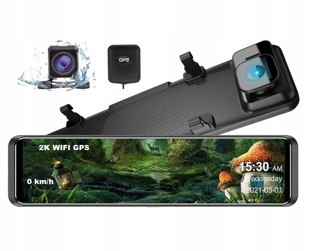 4K Video Recorder Camera with Reversing Camera 12 Inch WIFI GPS APP