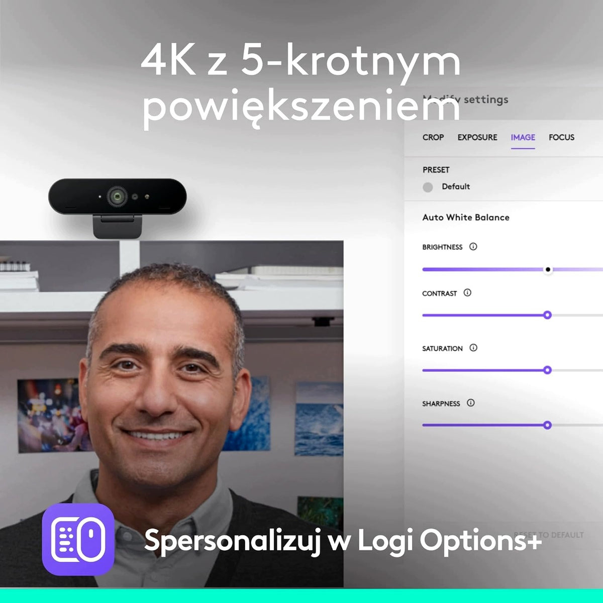 4K WEBCAM WITH BIOMETRIC LOGIN AND LIGHT CORRECTION Brand Logitech