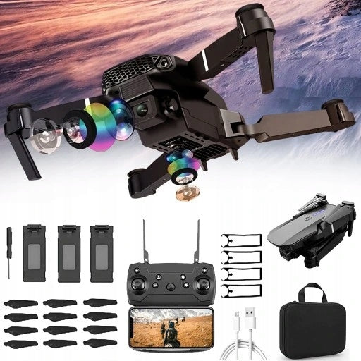 4K WIFI DUAL CAMERA DRONE AUTOMATIC LANDING 12 SPARE PROPELLERS