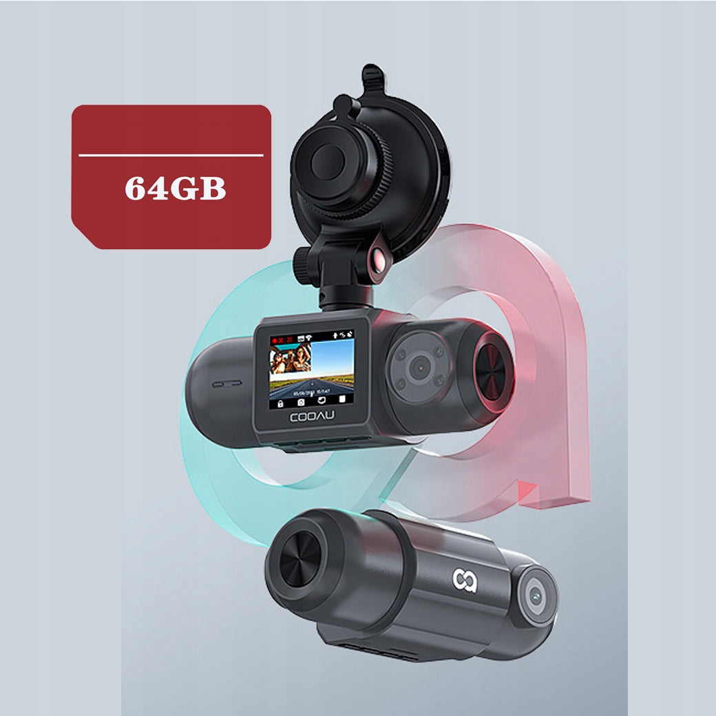 4K WIFI DUAL GPS DRIVING VIDEO RECORDER REARVIEW CAMERA 64GB CARD APP