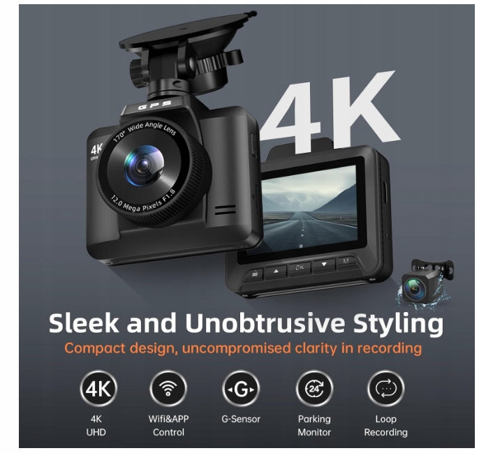 4K Wi-Fi GPS Video Recorder 4K 1080P FRONT+REAR Packaging status original