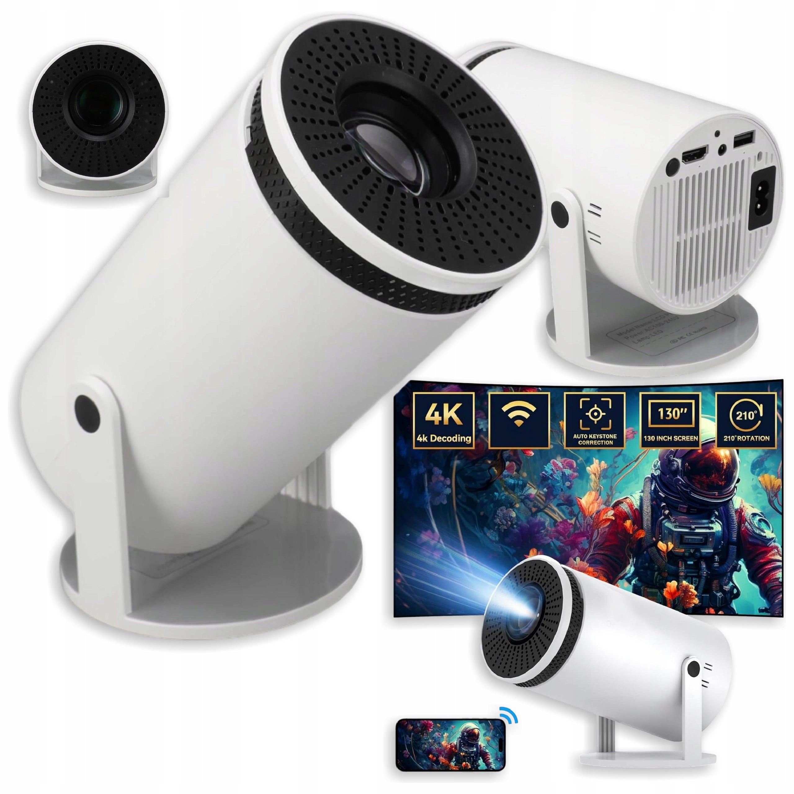 4K WiFi Portable Projector Automatic Correction Wireless Projection