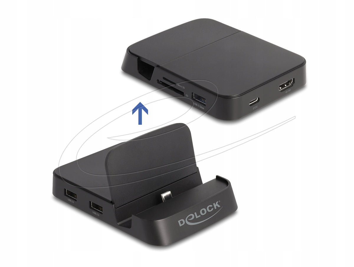 4K docking station for smartphone with holder – HDMI, USB, SD hub Delock 88018