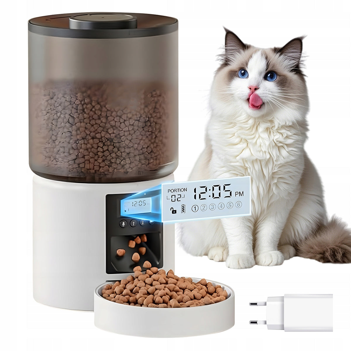 4L AUTOMATIC DOG AND CAT FOOD DISPENSER WITH VOICE RECORDING FUNCTION AND