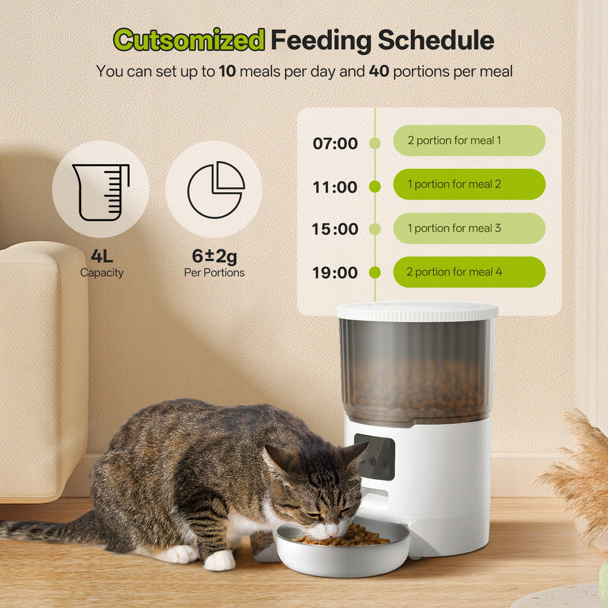 4L Automatic Cat Feeder Pet Food Dispenser Precise Timer Feeding Schedule Manufacturer code YX-4L-Feeder-WiFi-W