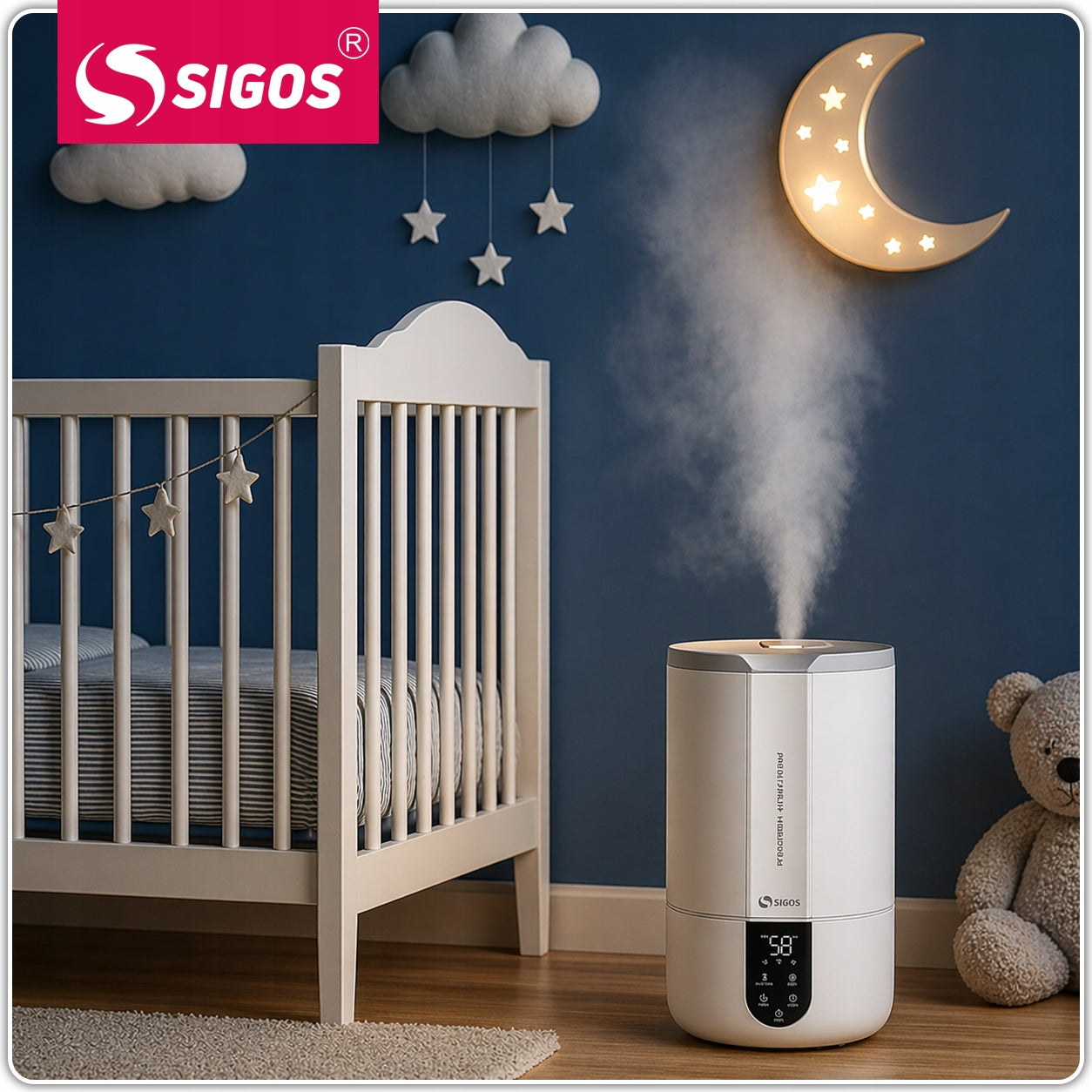 4L Ultrasonic Quiet Air Humidifier with LED Remote Control Large for Home Dominant color white