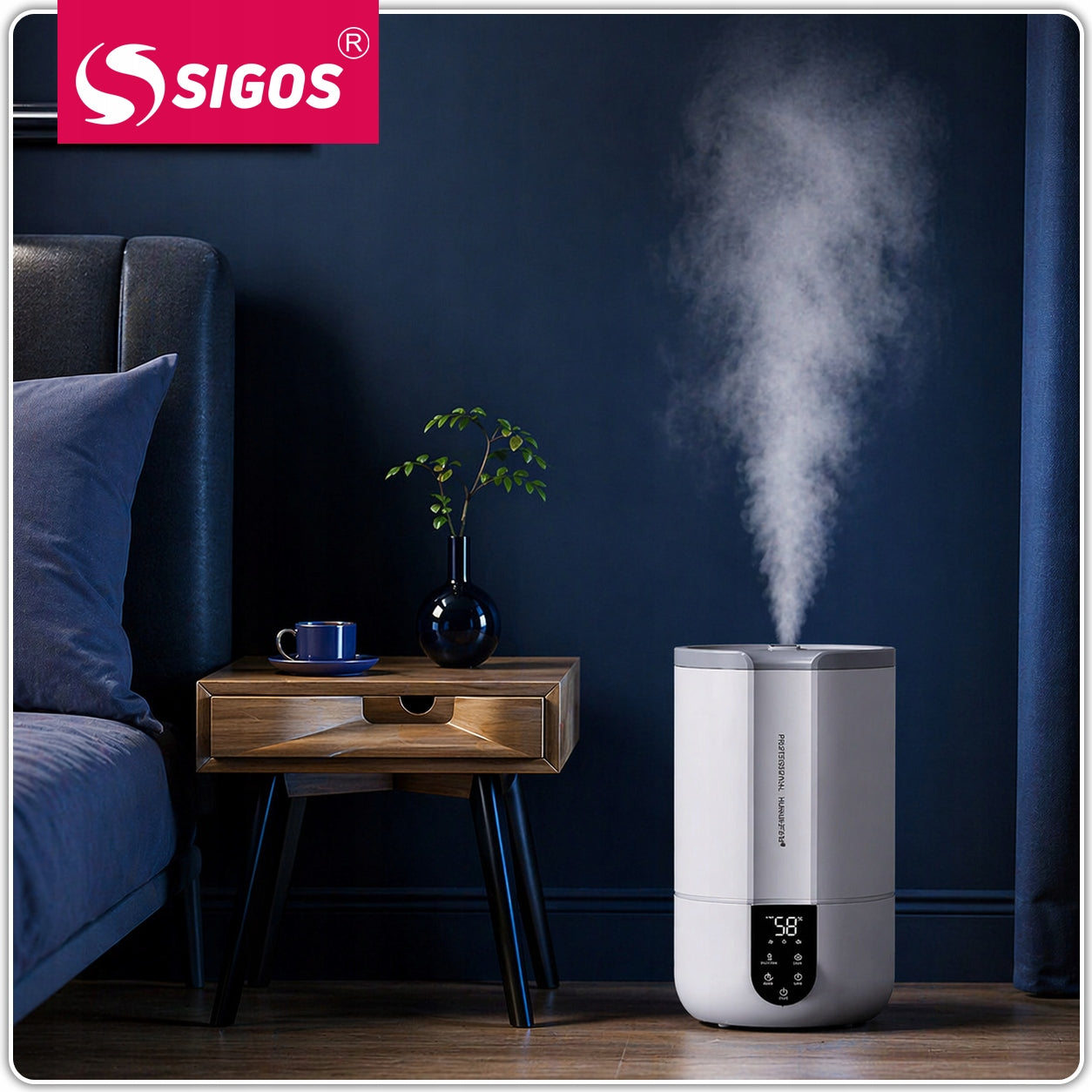 4L Ultrasonic Quiet Air Humidifier with LED Remote Control Large for Home Model H-04 Czarny