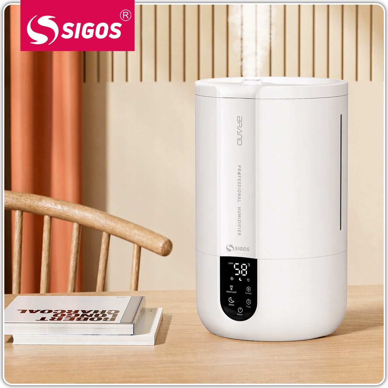 4L Ultrasonic Quiet Air Humidifier with LED Remote Control Large for Home Water tank capacity 4 l