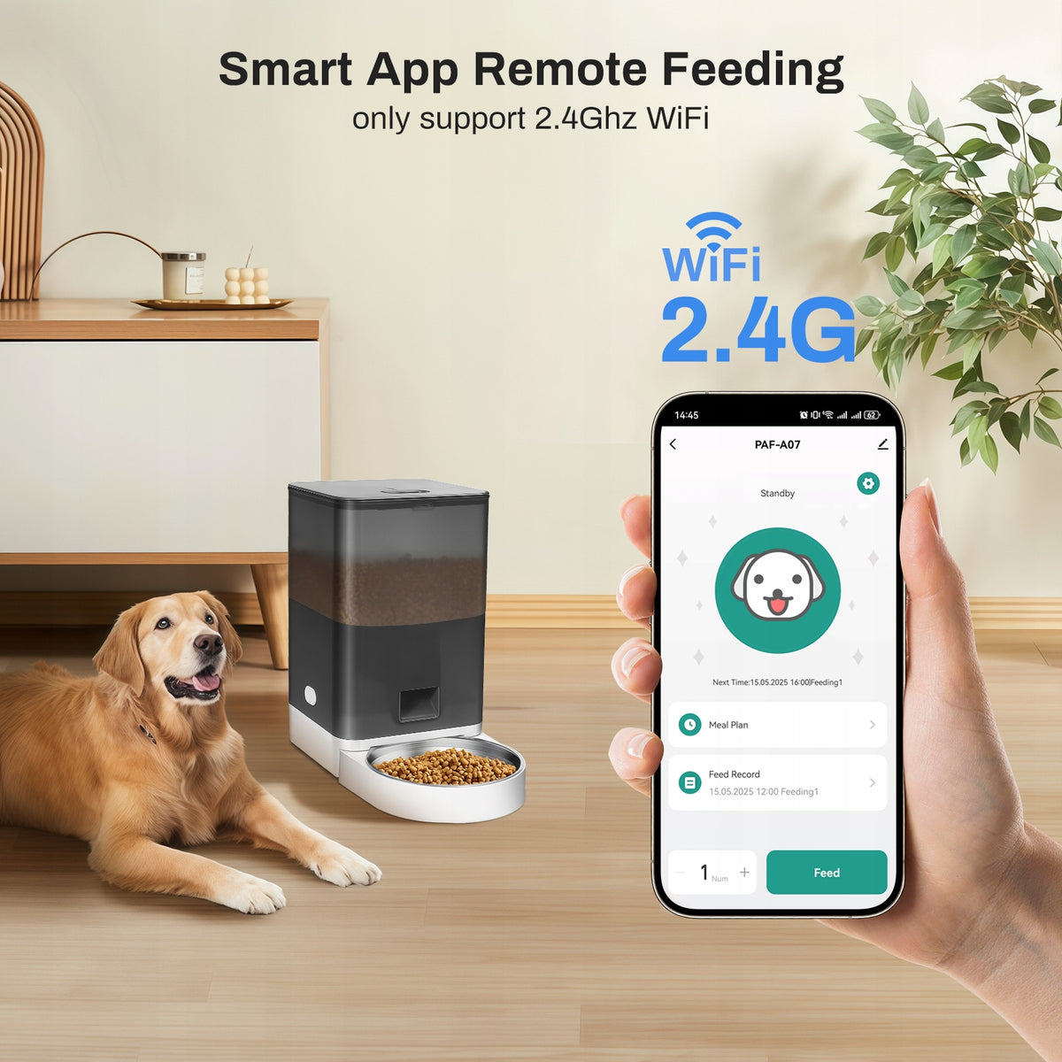 4L WiFi Cat Feeder Voice Recorder APP Control for Cats Dogs Dry Food Grey Manufacturer code XSKC-Feeder-4L