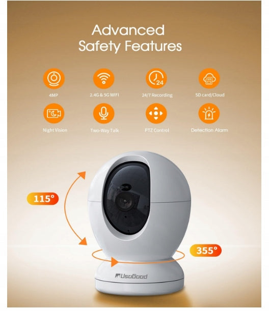 4MP WiFi IP Camera Rotating 360° Baby Monitor Electronic Usogood Brand no brand