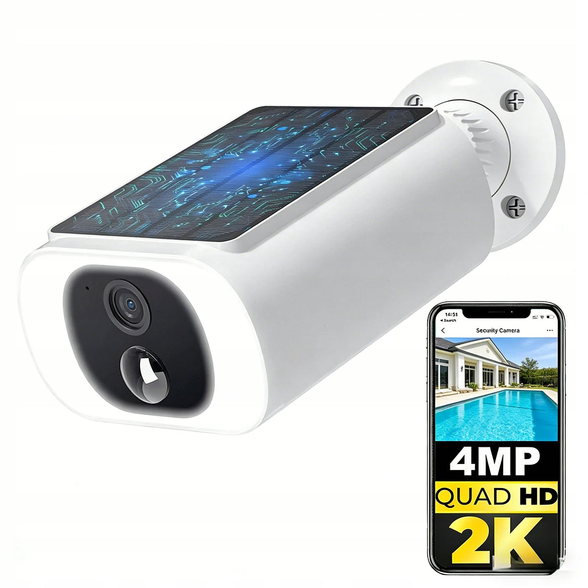 4MPX Outdoor Solar Security Cameras Built-in Solar Panel