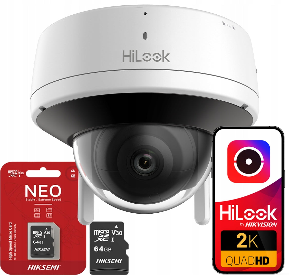 4MPx IPC-D140HA-D/W(W) HiLook by Hikvision Microphone Card 64GB