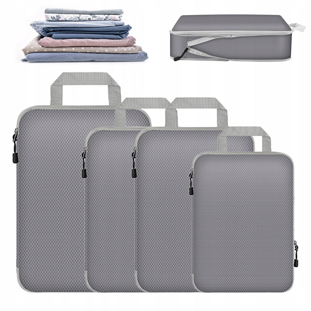 4PCS COMPRESSION TRAVEL ORGANIZER FOR PACKING CLOTHES BAG SUITCASE SET Packaging status original