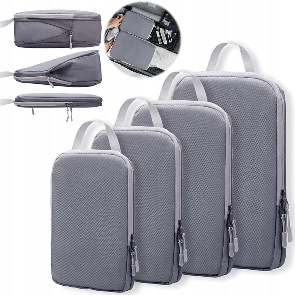 4PCS COMPRESSION TRAVEL ORGANIZER FOR PACKING CLOTHES BAG SUITCASE SET