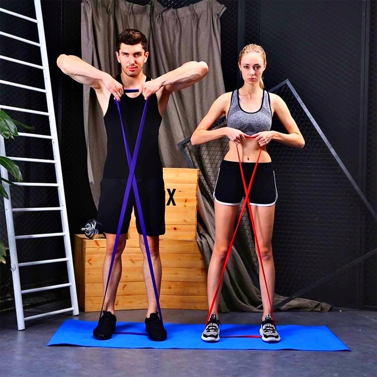 4PCS EXERCISE RUBBER RESISTANCE TRAINING TAPE FITNESS POWER BAND SET Packaging status original
