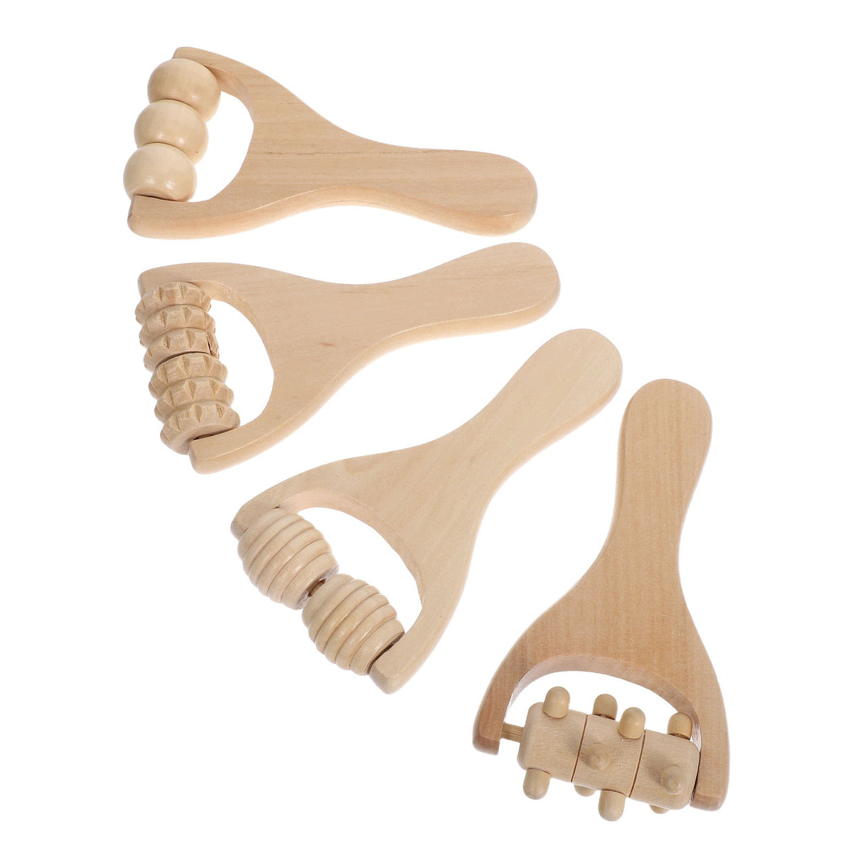 4PCS PORTABLE WOODEN MANUAL MASSAGE KIT FOR FACE AND BODY