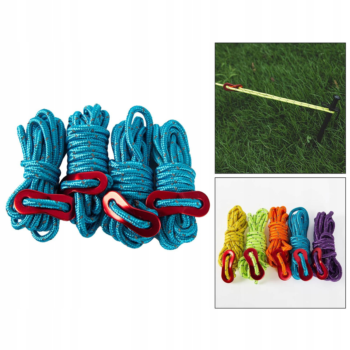 4Pcs Reflective Guyline, Tent Cord Nylon Paracordaaa Rope with Guyline Blue