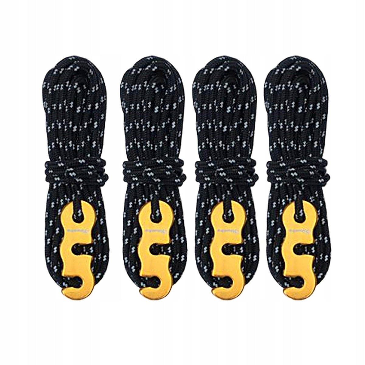 4Pcs Tent Rope 4M Length with S Tensioner Cord for Camping Tent Black