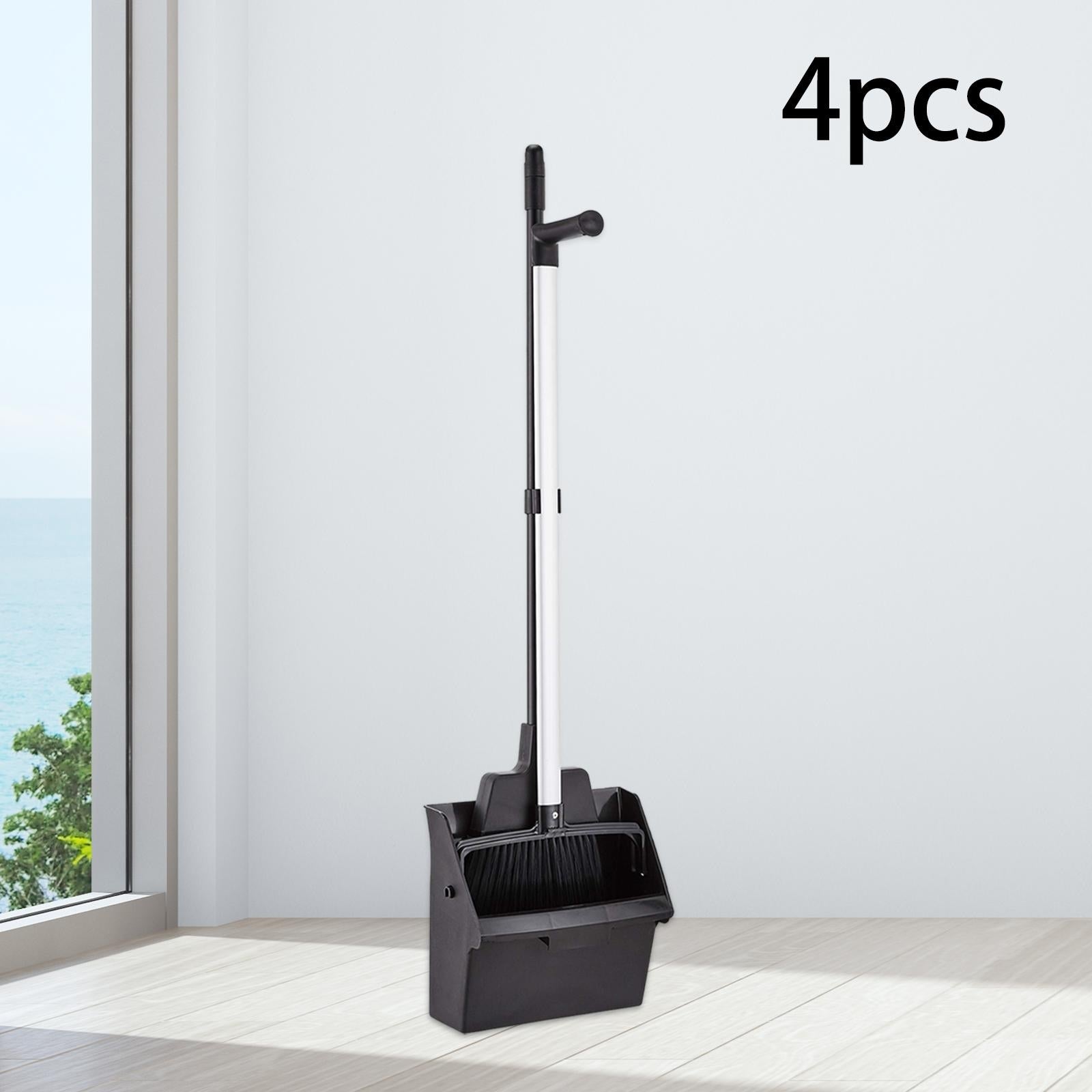 4Pcs Upright Dustpan Broom Set Floor Cleaning Set Floor Sweeping