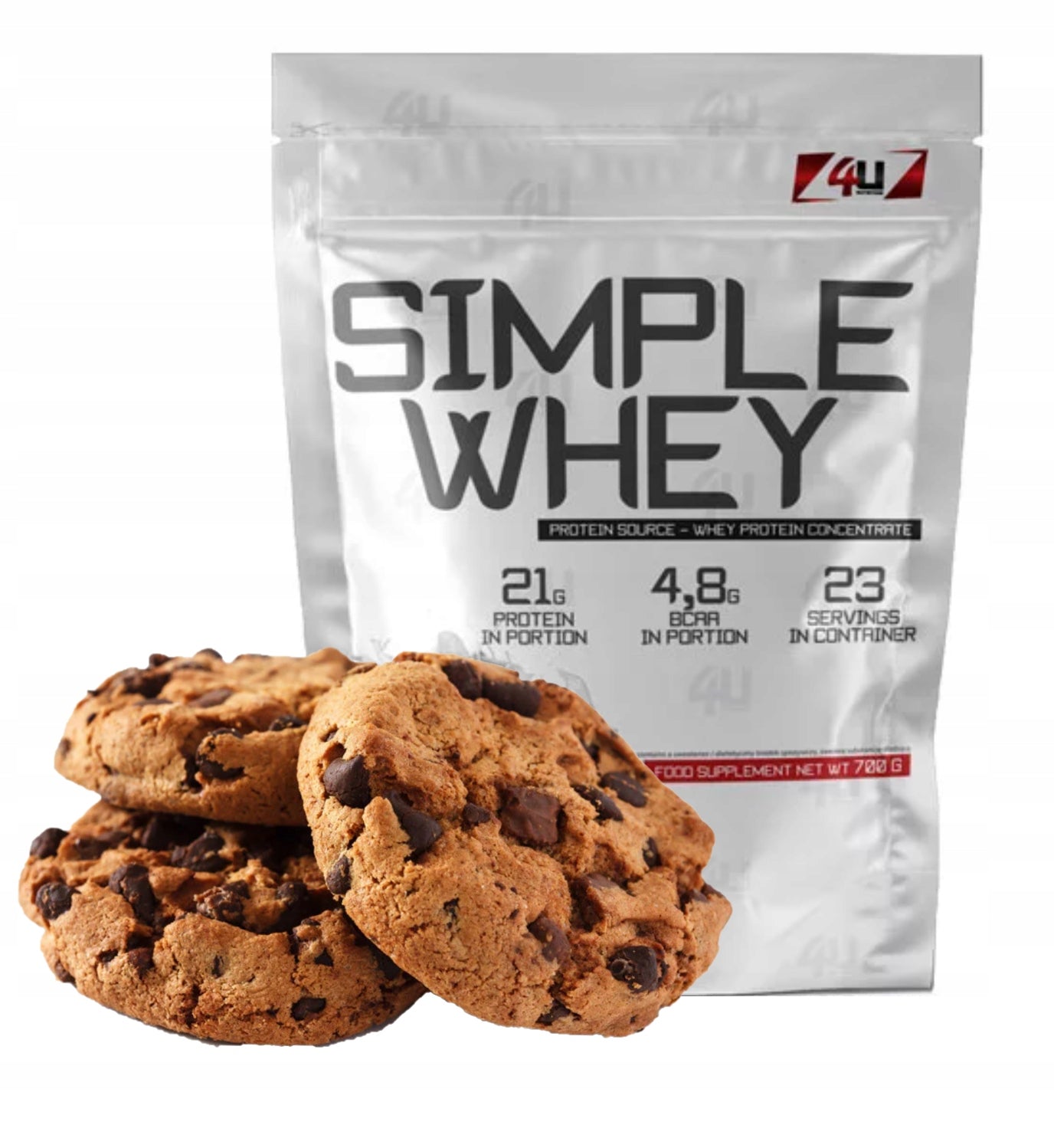 4U Nutrition Simple Whey 700g Cookie Flavour WPC Protein Conditioner