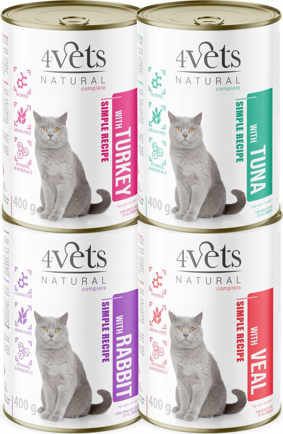 4Vets Natural Wet Cat Food with Veal 400 g Brand 4Vets Natural