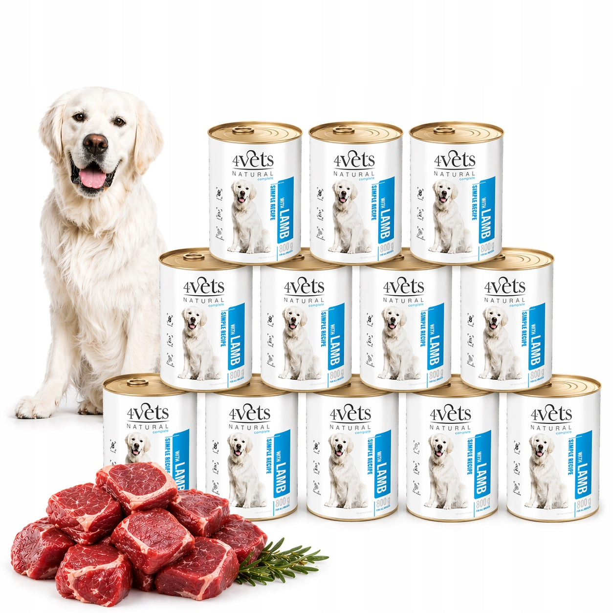 4Vets Natural Wet Dog Food Lamb Set 12 x 800 g
