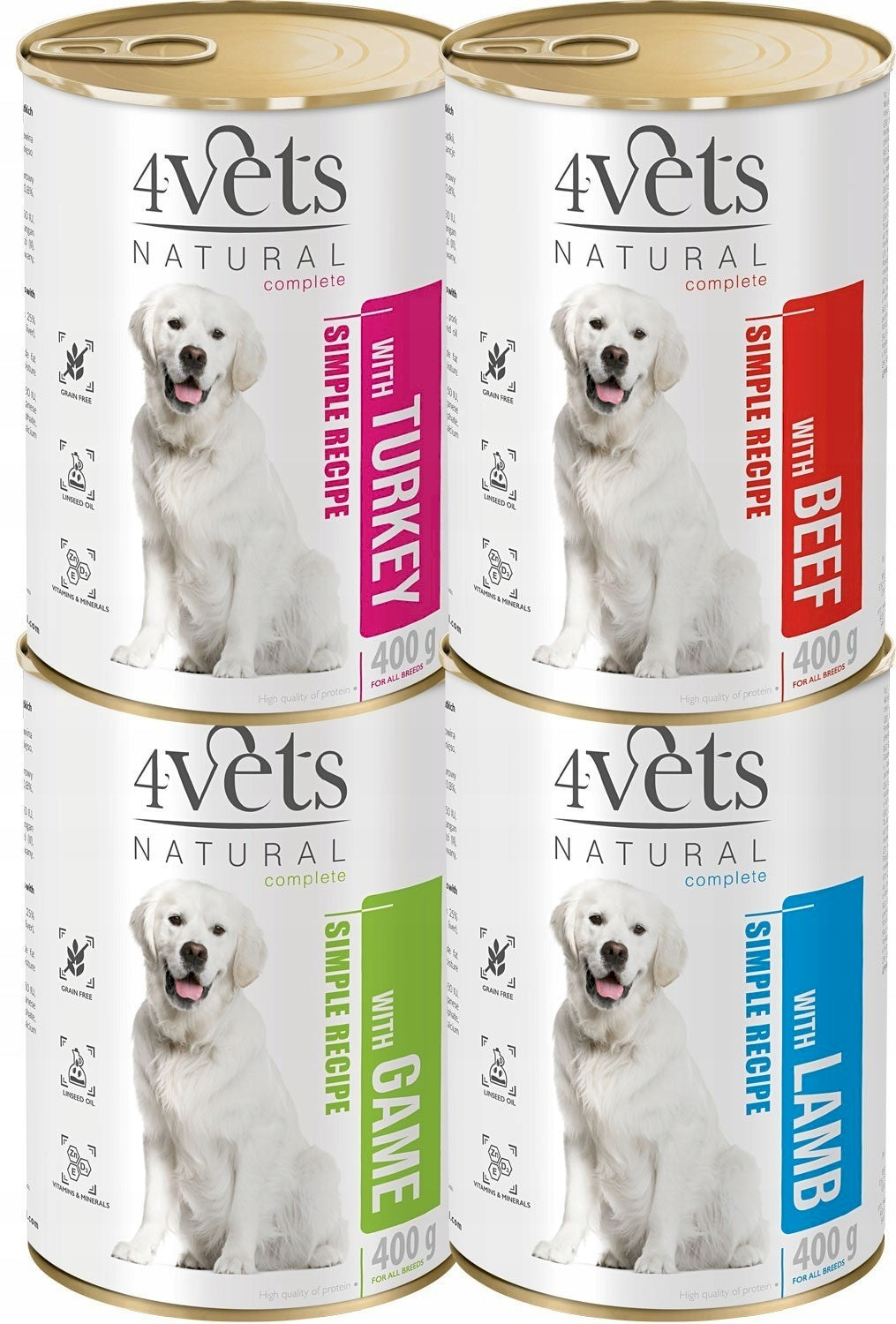 4Vets Natural Wet Dog Food with Turkey Can 400 g Product weight 0.4 kg
