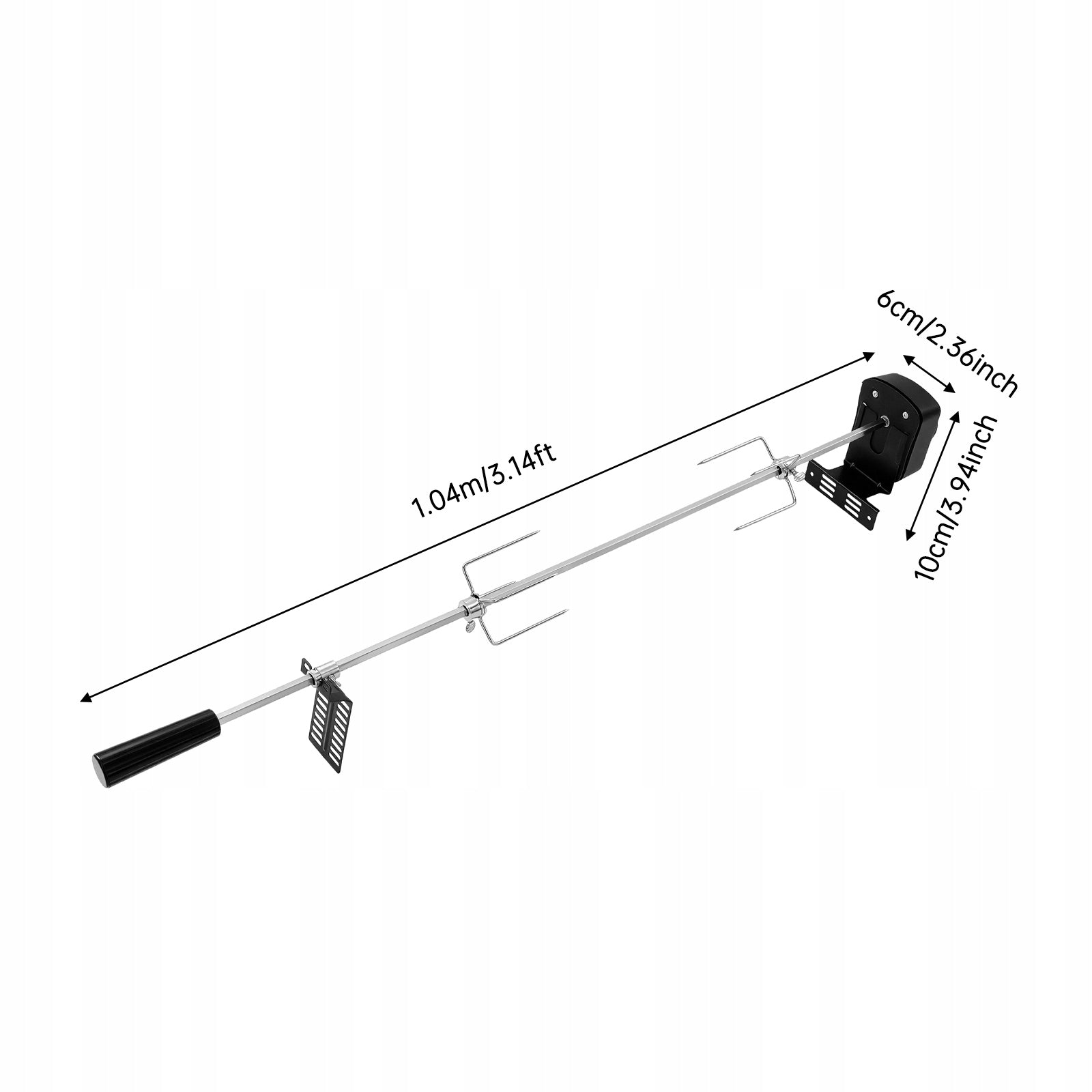 4W 360° AUTOMATIC ROTISSERIE SKEWER 5-8KG BBQ ROTATING SKEWER Material stainless steel