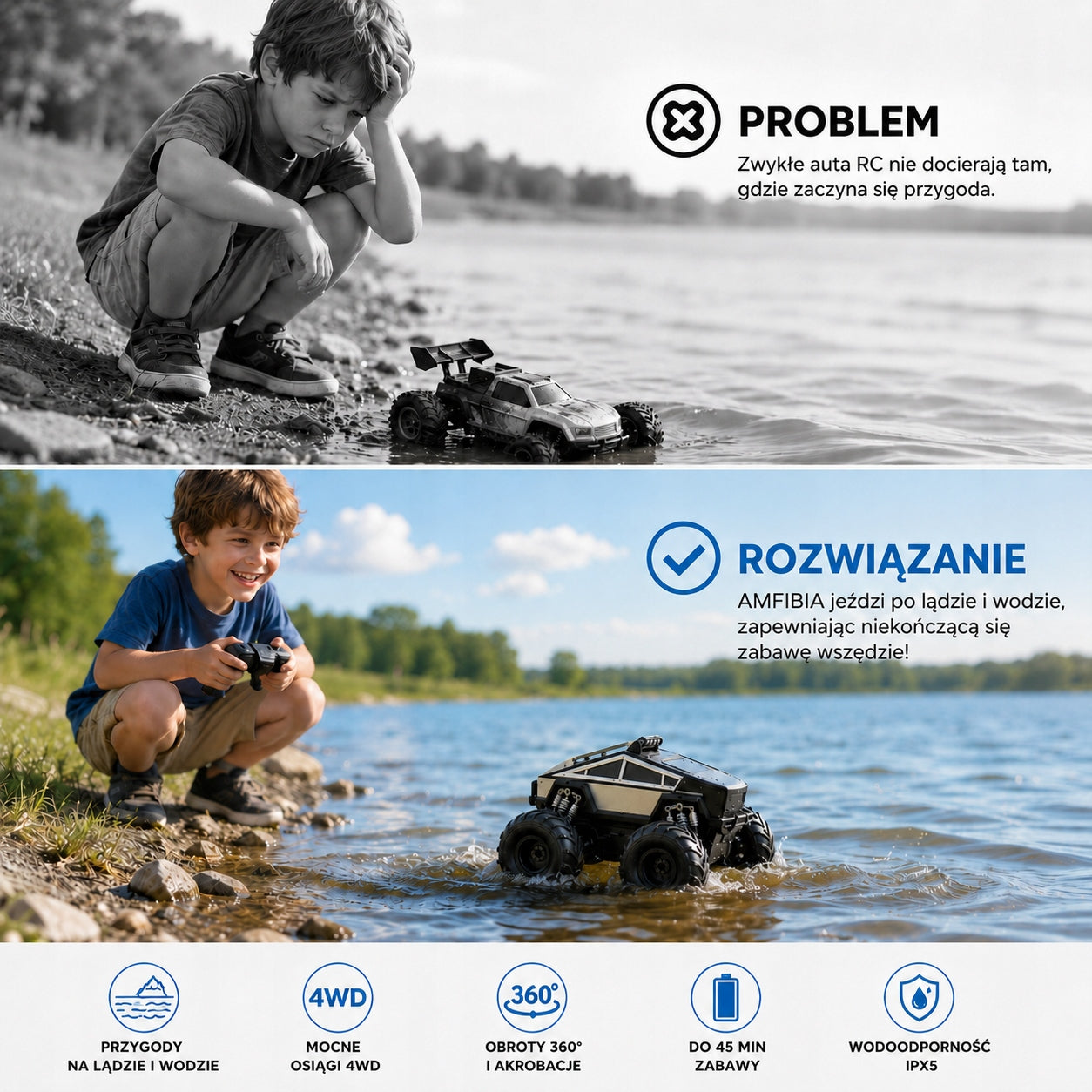 4WD RC AMPHIBIOUS REMOTE CONTROLLED CAR FOR WATER AND LAND Manufacturer code 3831127636158