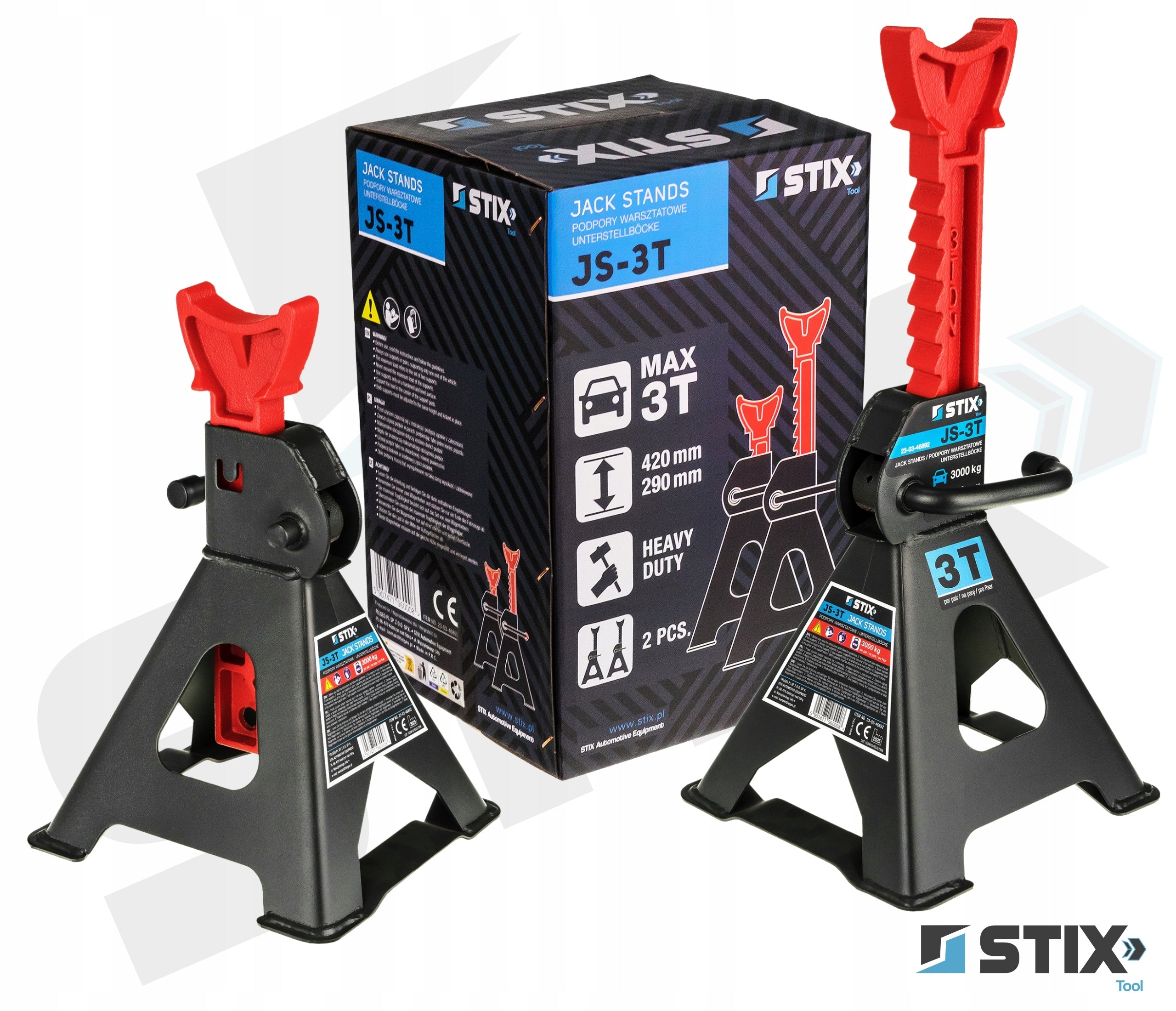 4X CAR STANDS WORKSHOP SUPPORTS ADJUSTABLE STRONG 3T Product weight with unit packaging 10 kg