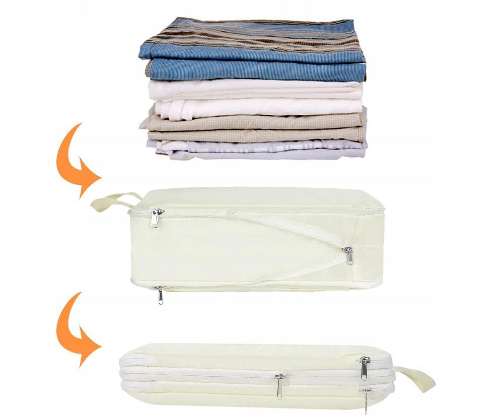 4X COMPRESSION BAG ORGANIZER FOR LUGGAGE PACKING SUITCASE FOR TRAVEL SET Color brown