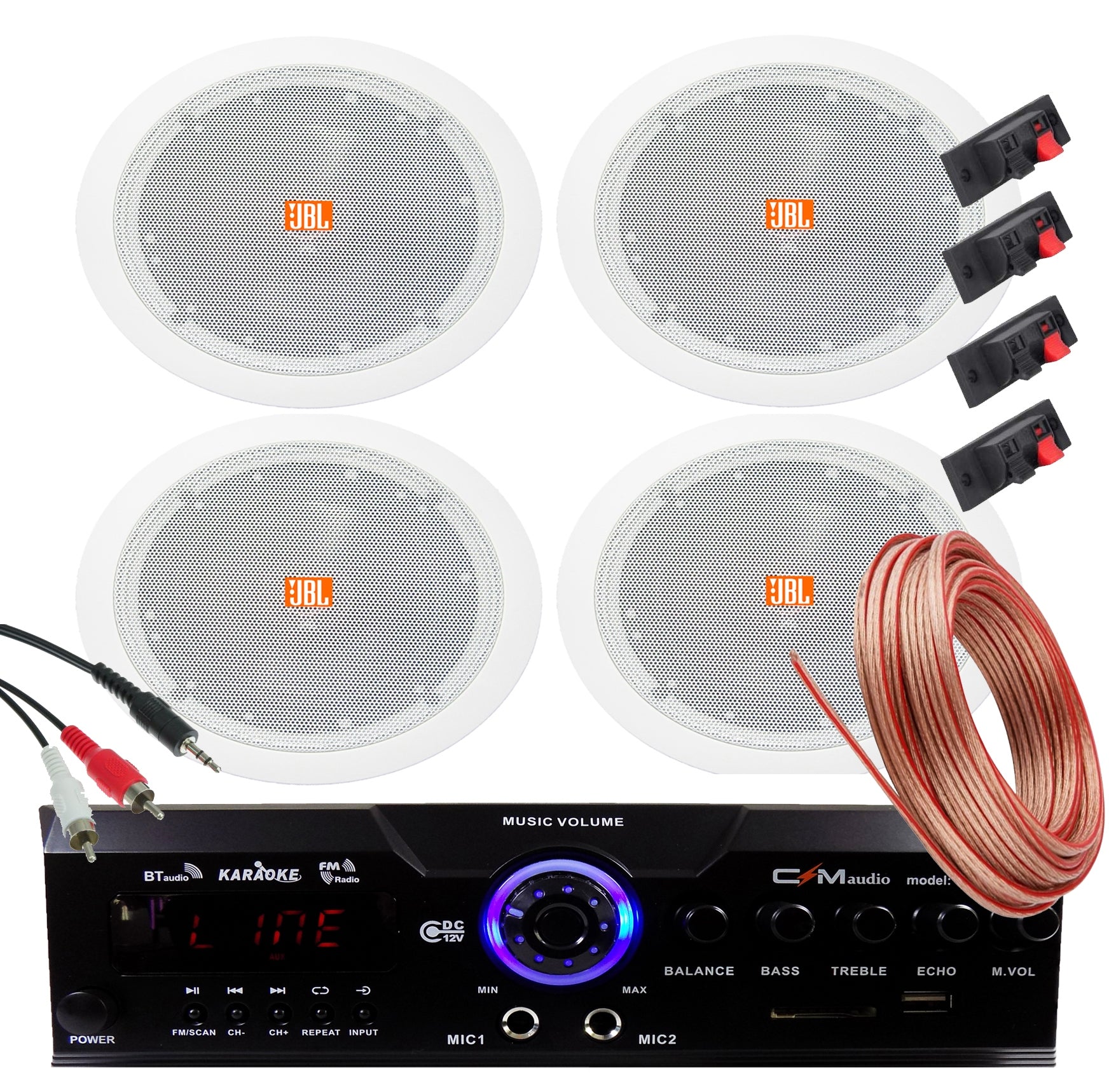 4X JBL CEILING SPEAKERS BLUETOOTH AMPLIFIER USB SD AUX SOUND SYSTEM