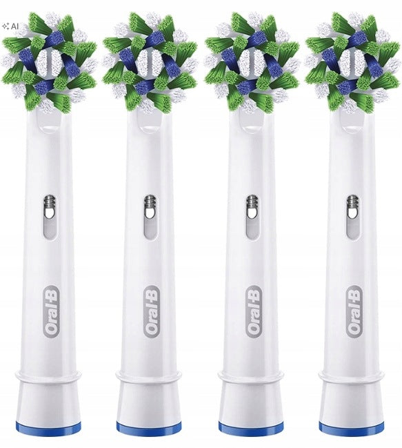 4X ORAL B CROSS TIPS WHITE ORIGINAL FOR ELECTRIC TOOTHBRUSH