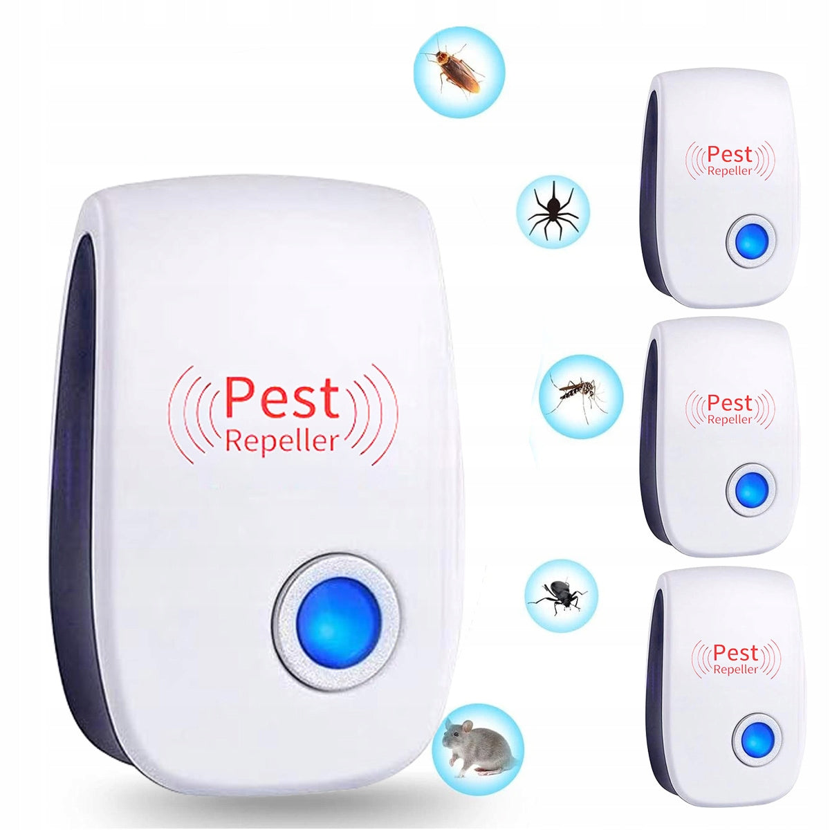 4X PLUG-ULTRASONIC PEST REPELLENT, Mice, Cockroaches, Spiders