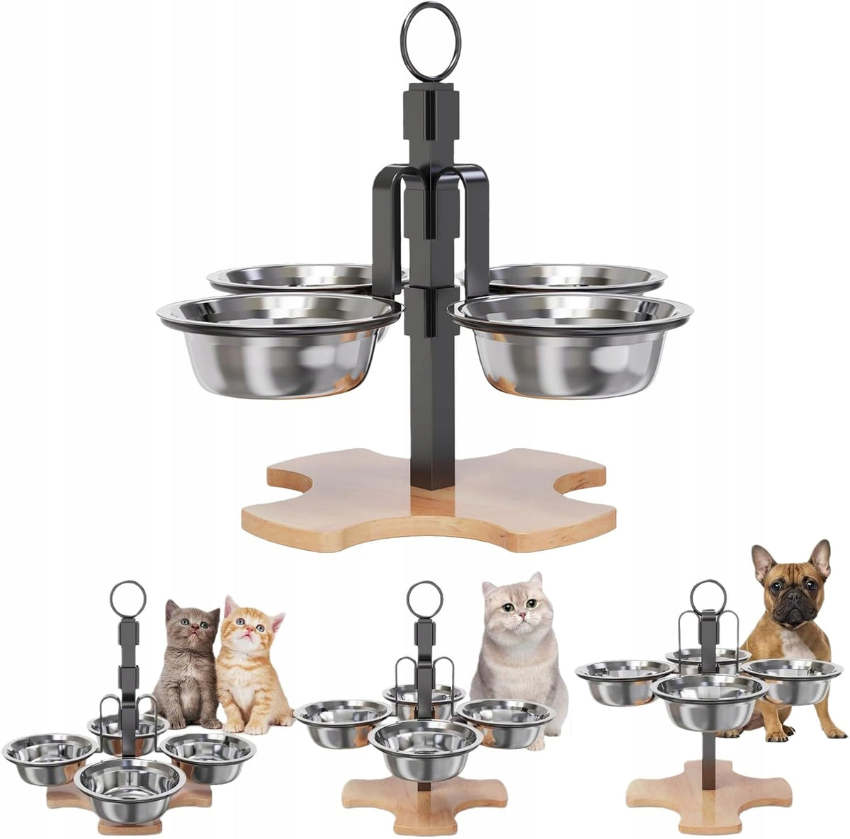 4X RAISED BOWL FOR PUPPIES AND KITTENS, 3 LEVELS