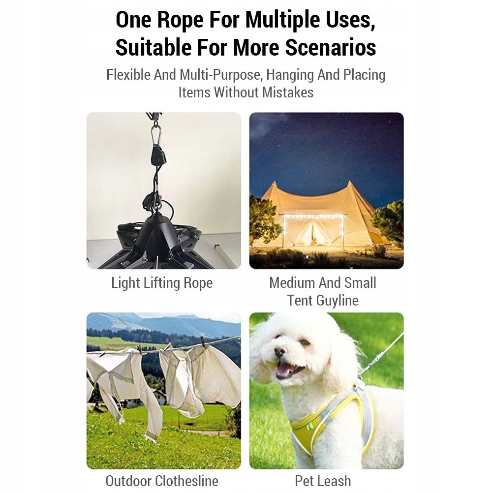 4X ROPE WITH TENSIONING BLOCK TENT RATTLE CAMPING 68KG Brand no brand