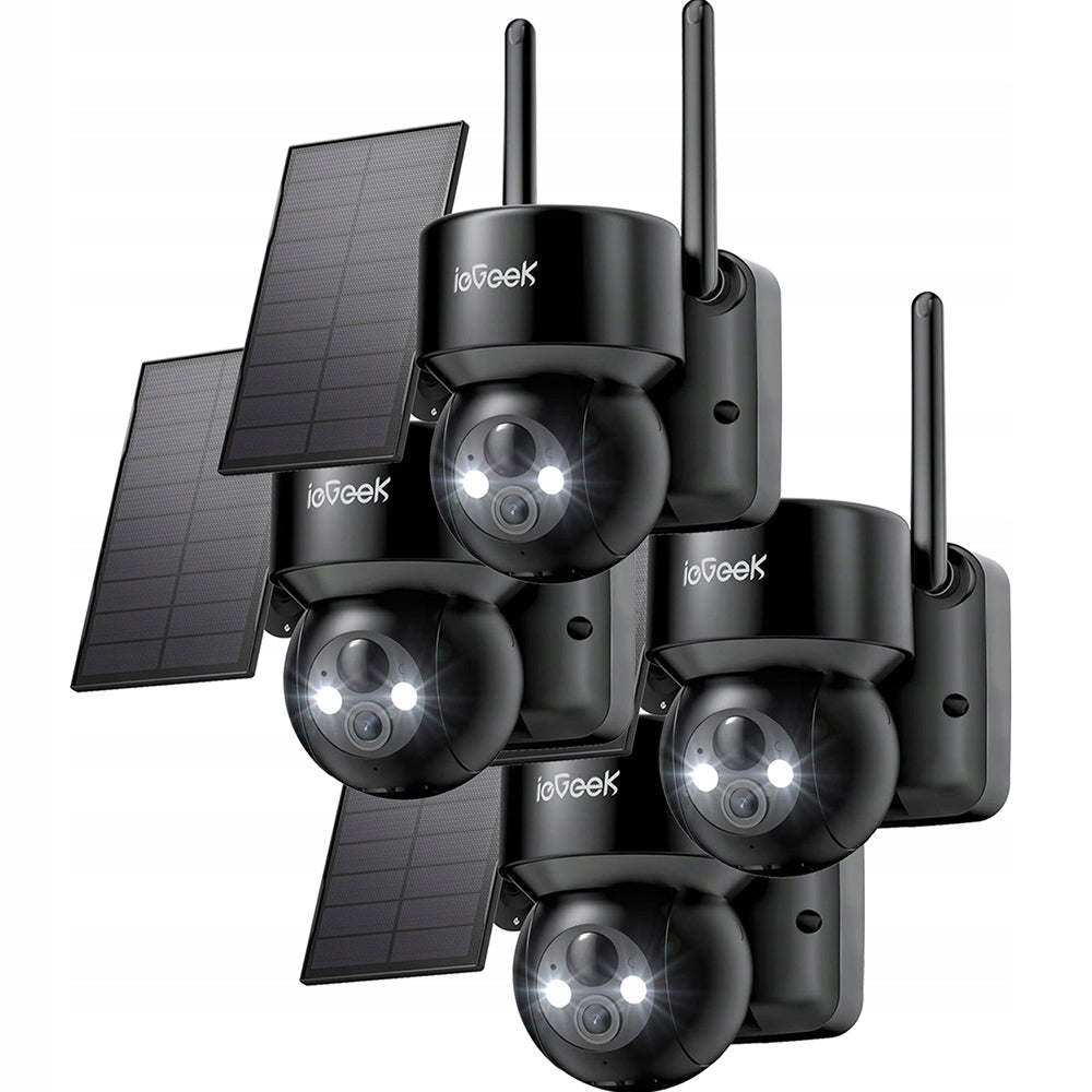 4X SOLAR WIFI CAMERA 2K SMART OUTDOOR ROTATING IP WIRELESS GREY Packaging status original