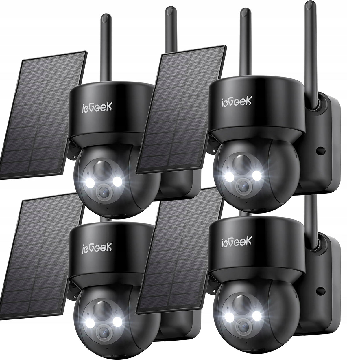 4X SOLAR WIFI CAMERA 2K SMART OUTDOOR ROTATING IP WIRELESS GREY
