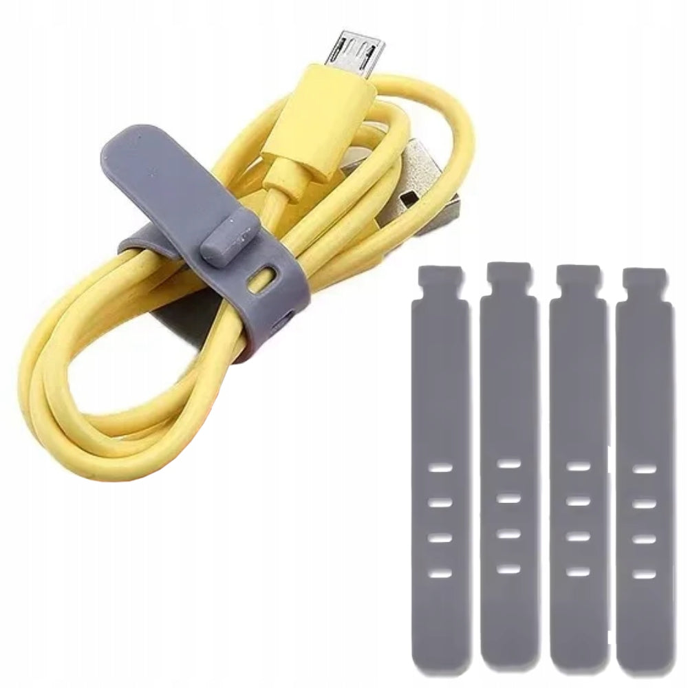 4X STRAP BAND BUCKLE CABLE ORGANIZER SILICONE SET